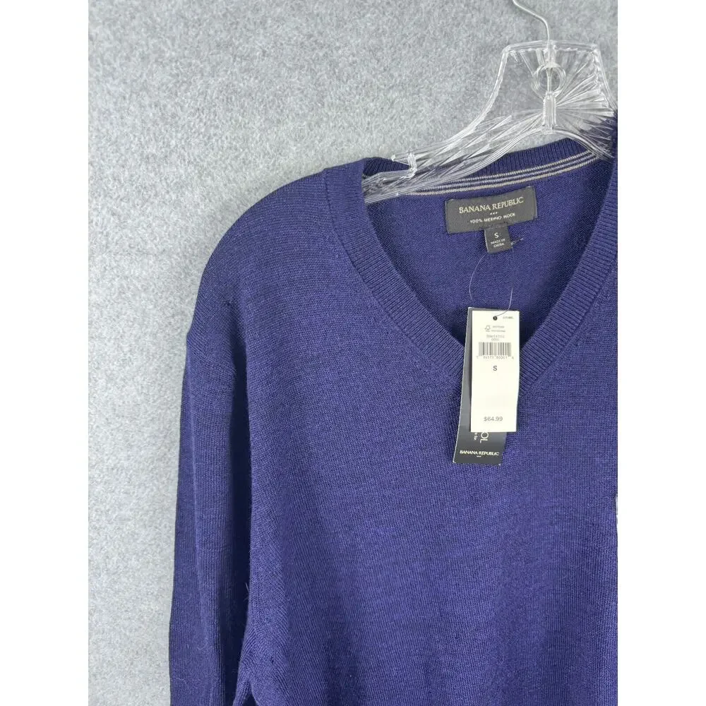 Banana Republic‎ Pullover Sweater Size S Blue V Neck Long Sleeve Casual DEFECT